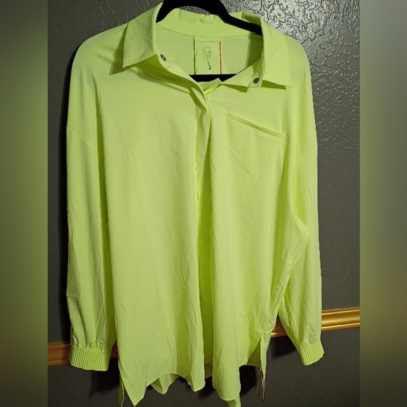 Nike Tops - Nike Dri-FIT Lime Green Snap-Front Shirt